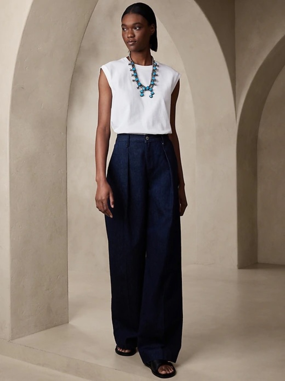 Banana republic Wide-Leg High-Waist Denim Pants